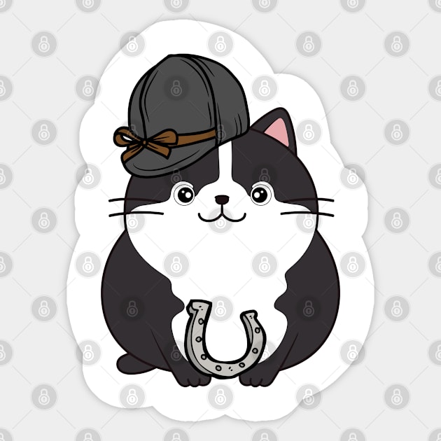 Funny fat cat is ready to ride a horse Sticker by Pet Station